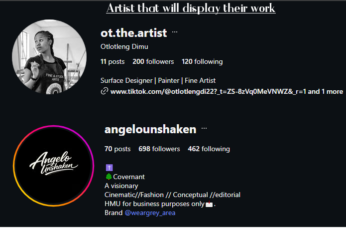 artist that will display